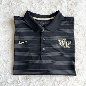 Wake Forest University Polo Shirt Mens XXL 2XL Black Stripe Nike Team Issue Golf